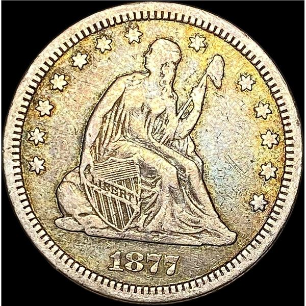 1877-CC Seated Liberty Quarter Dollar LIGHTLY CIRCULATED