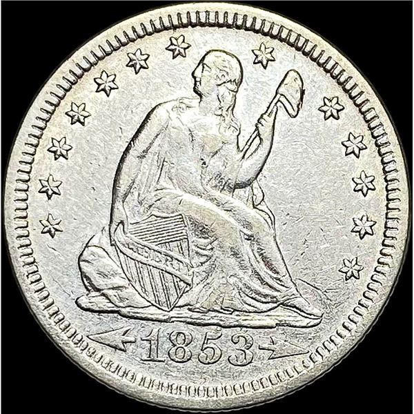 1853 Arrows/Rays Seated Liberty Quarter CLOSELY UNCIRCULATED