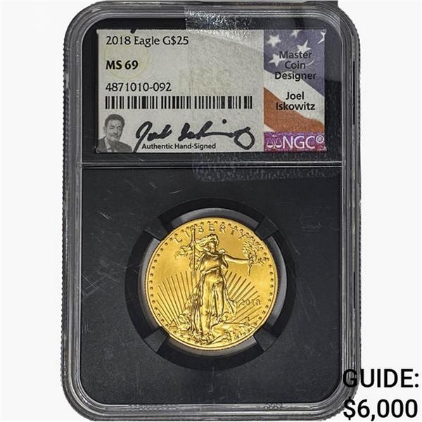 2018 1/2oz $25 Gold Eagle NGC MS69