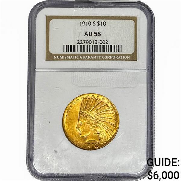 1910-S $10 Gold Eagle NGC AU58