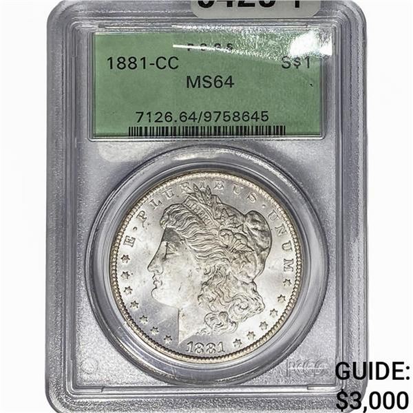 1881-CC Morgan Silver Dollar PCGS MS64