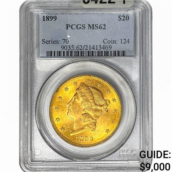 1899 $20 Gold Double Eagle PCGS MS62