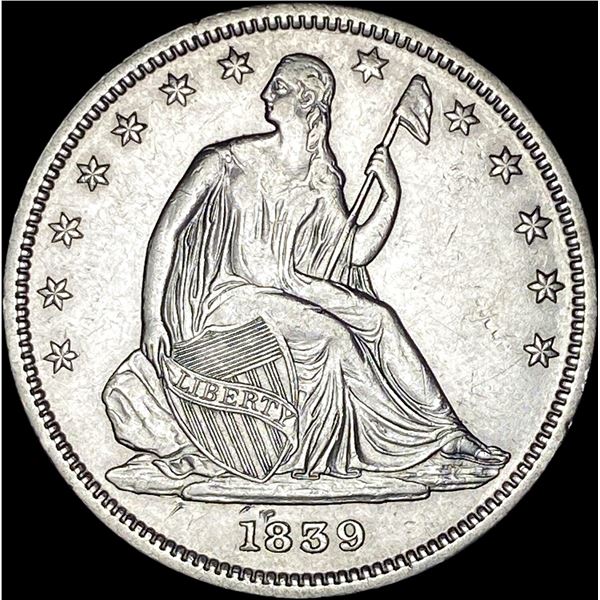1839 Seated Liberty Half Dollar w/ Drapery CLOSELY UNCIRCULATED