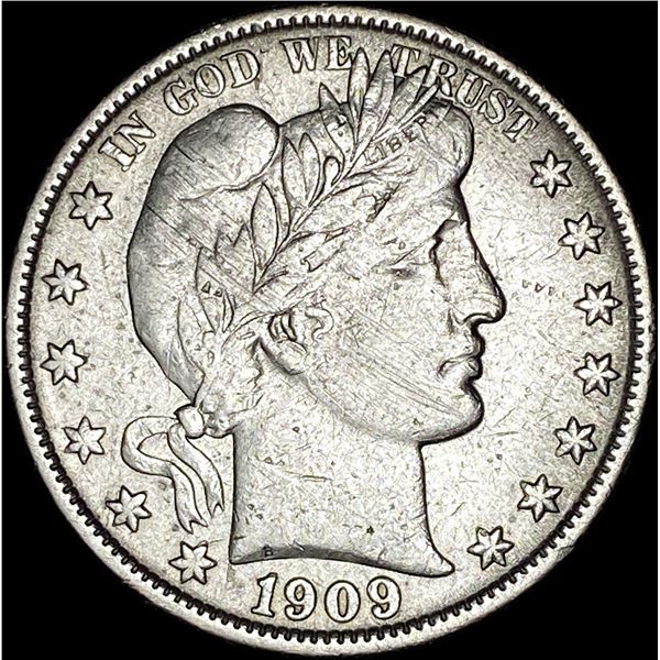 1909-O Silver Barber Half Dollar LIGHTLY CIRCULATED
