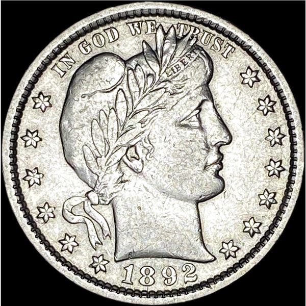 1892 Silver Barber Quarter ABOUT UNCIRCULATED
