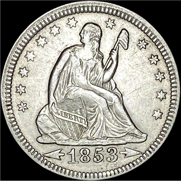 1853 Arrows/Rays Seated Liberty Quarter UNCIRCULATED