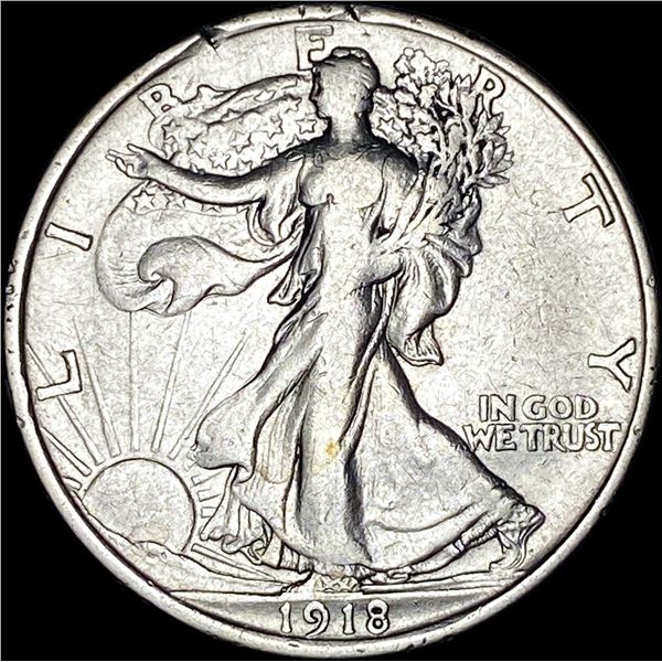 1918-D Silver Walking Liberty Half Dollar CLOSELY UNCIRCULATED