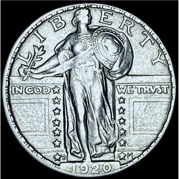 1920-D Silver Standing Liberty Quarter CHOICE AU