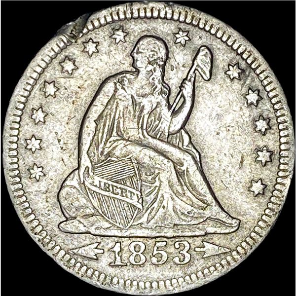 1853-O Seated Liberty Quarter Arrows/Rays LIGHTLY CIRCULATED