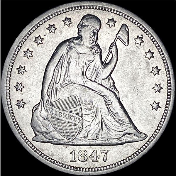 1847 Seated Liberty Silver Dollar CLOSELY UNCIRCULATED