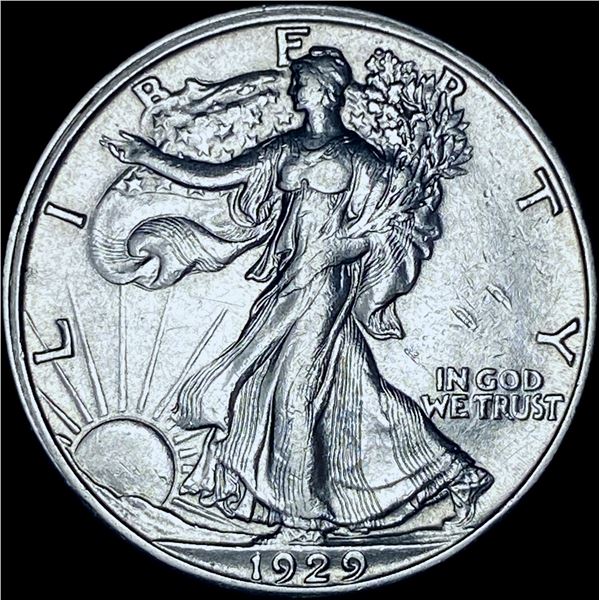 1929-S Silver Walking Liberty Half Dollar CHOICE AU