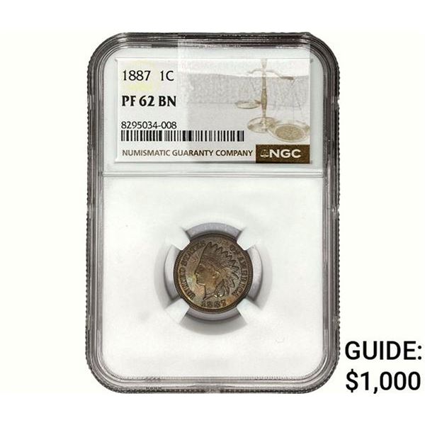 1887 Indian Head Cent NGC PF62 BN