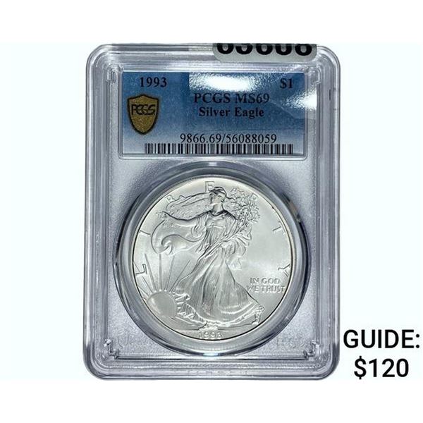 1993 $1 Silver Eagle PCGS MS69
