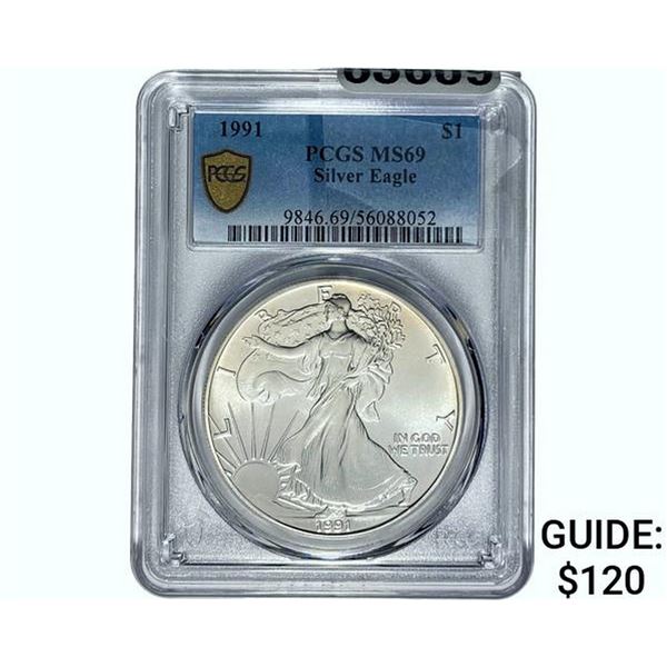 1991 $1 Silver Eagle PCGS MS69