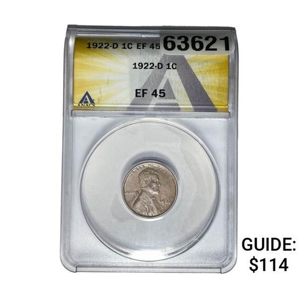 1922-D Wheat Cent ANACS EF45