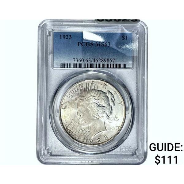 1923 Silver Peace Dollar PCGS MS63