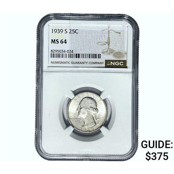 1939-S Washington Silver Quarter NGC MS64
