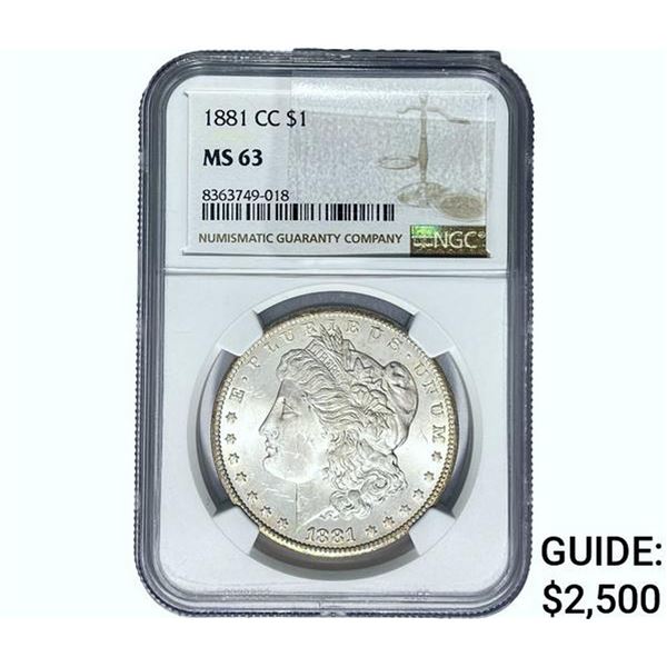 1881-CC Morgan Silver Dollar NGC MS63