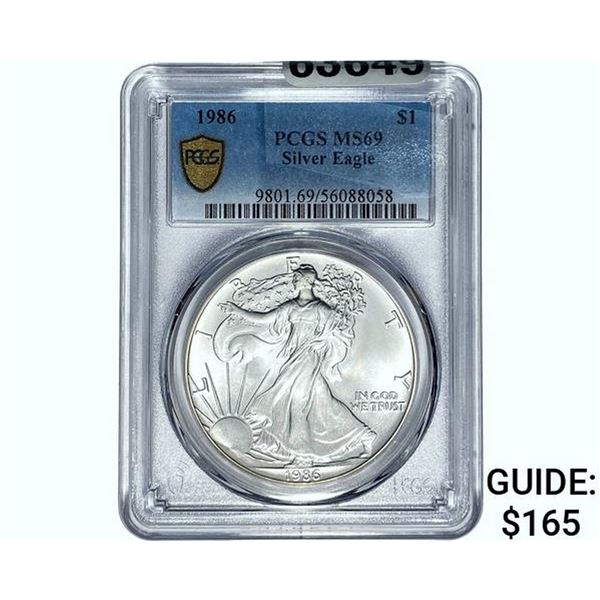 1986 $1 Silver Eagle PCGS MS69