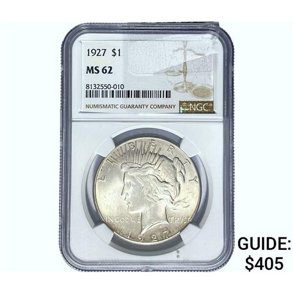 1927 Silver Peace Dollar NGC MS62