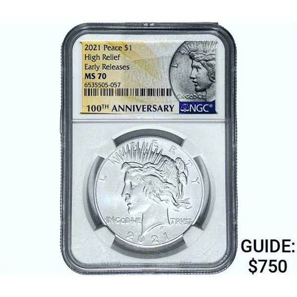 2021 Silver Peace Dollar NGC MS70 Early Release