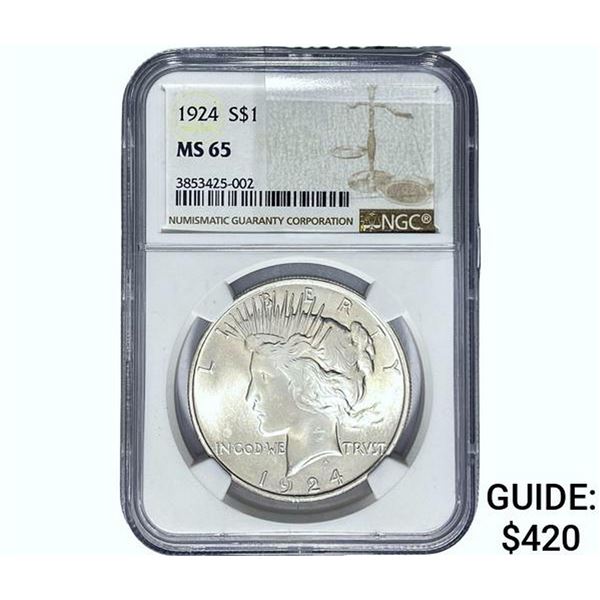 1924 Silver Peace Dollar NGC MS65