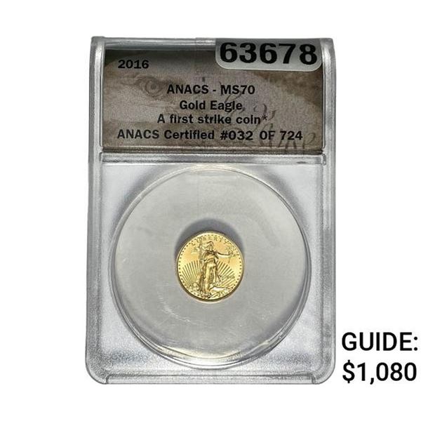 2016 $5 Gold Eagle First Strike ANACS MS70