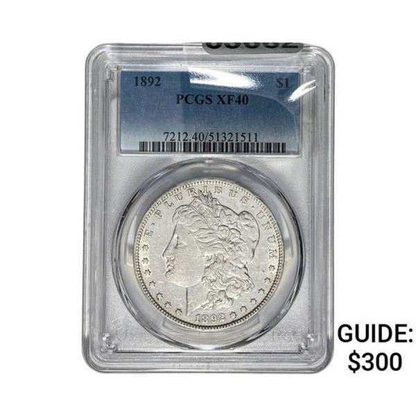 1892 Morgan Silver Dollar PCGS XF40