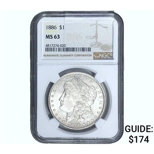 1886 Morgan Silver Dollar NGC MS63