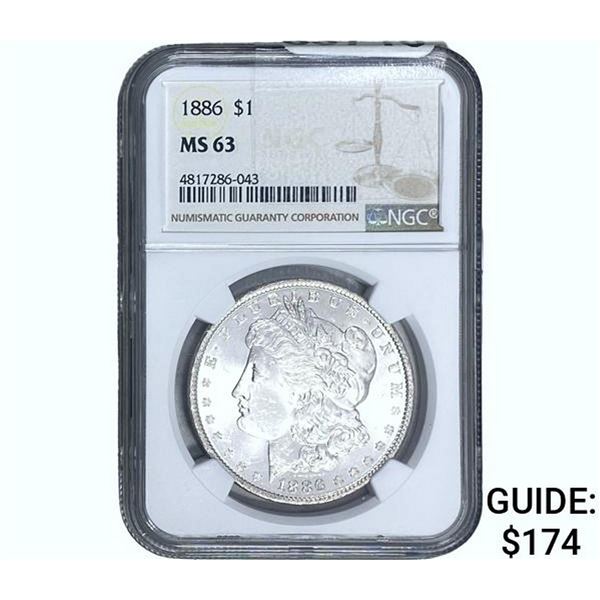 1886 Morgan Silver Dollar NGC MS63