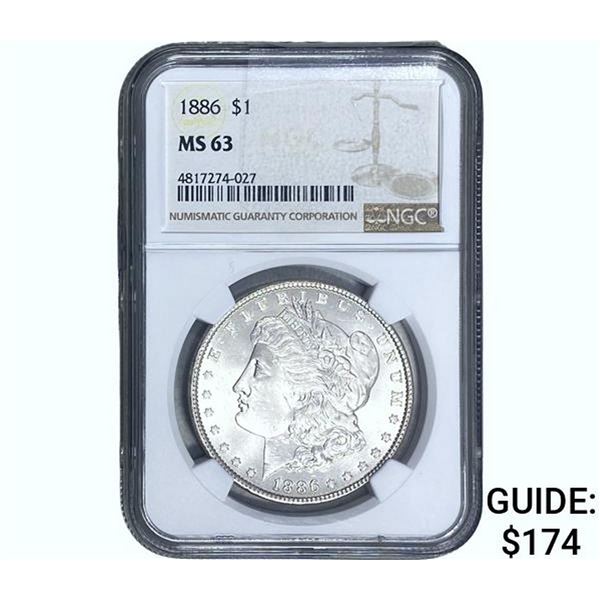 1886 Morgan Silver Dollar NGC MS63