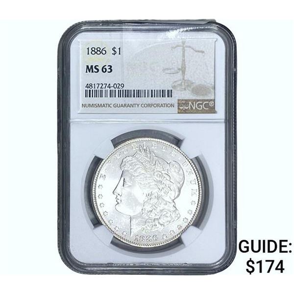 1886 Morgan Silver Dollar NGC MS63