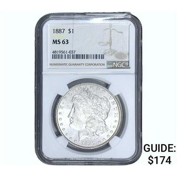 1887 Morgan Silver Dollar NGC MS63
