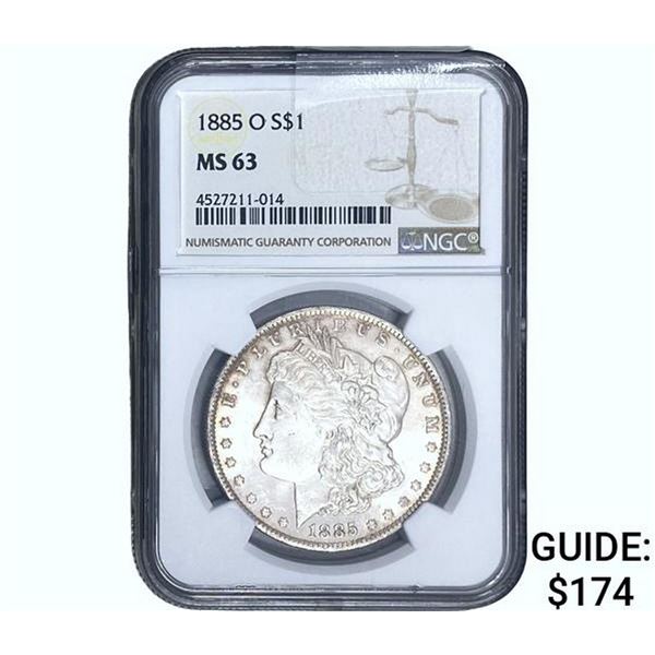 1885-O Morgan Silver Dollar NGC MS63