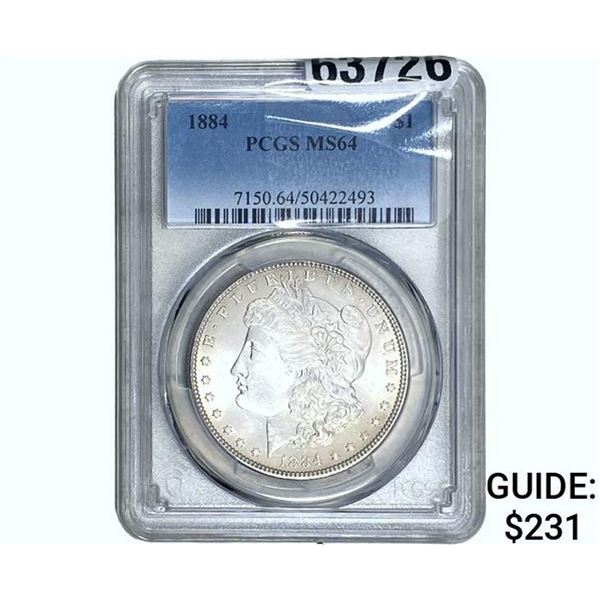 1884 Morgan Silver Dollar PCGS MS64