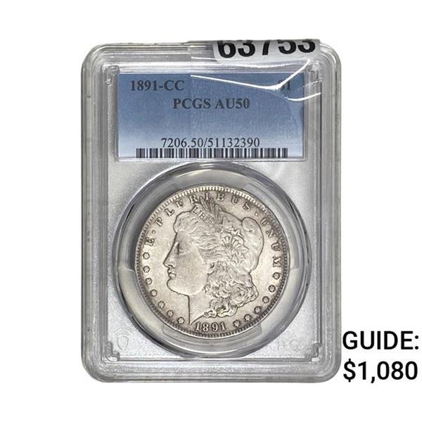 1891-CC Morgan Silver Dollar PCGS AU50