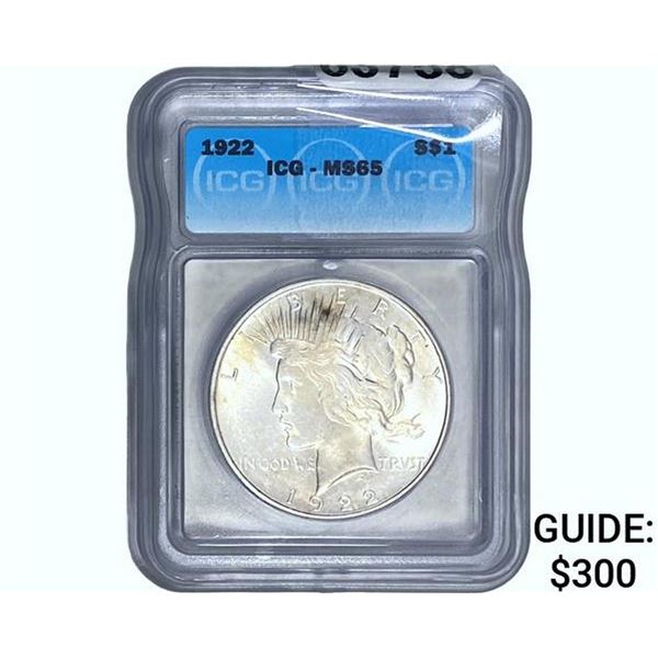 1922 Morgan Silver Dollar ICG MS65