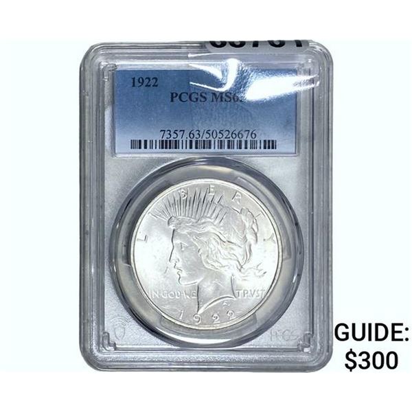 1922 Silver Peace Dollar PCGS MS63