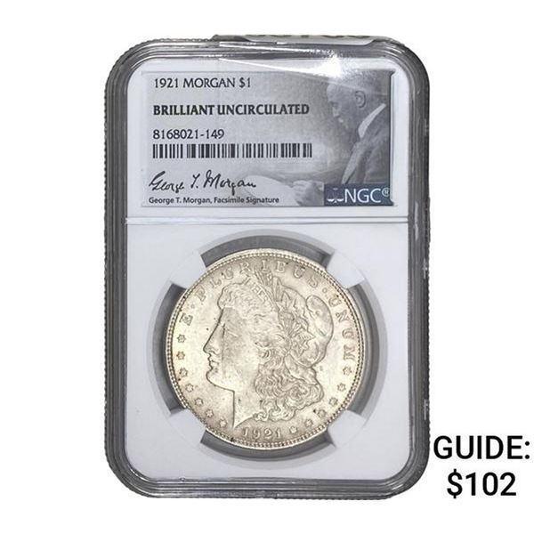 1921 Morgan Silver Dollar NGC BRILLIANT UNC