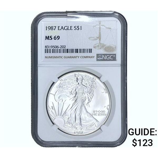 1987 $1 Silver Eagle NGC MS69