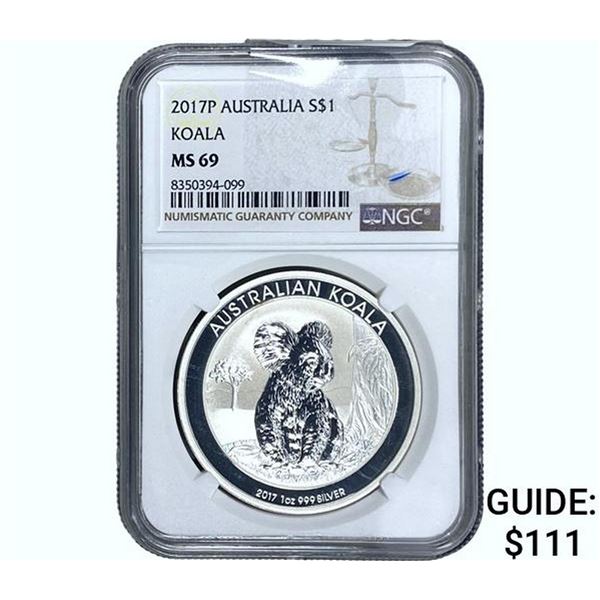2017-P Australia $1 Silver Koala NGC MS69