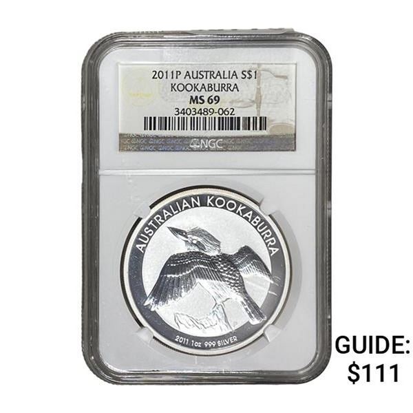 2011-P Australia $1 Silver Kookaburra NGC MS69