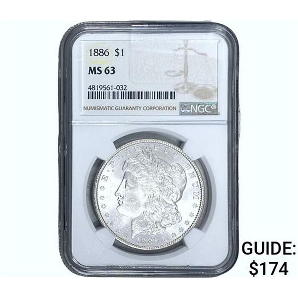 1886 Morgan Silver Dollar NGC MS63
