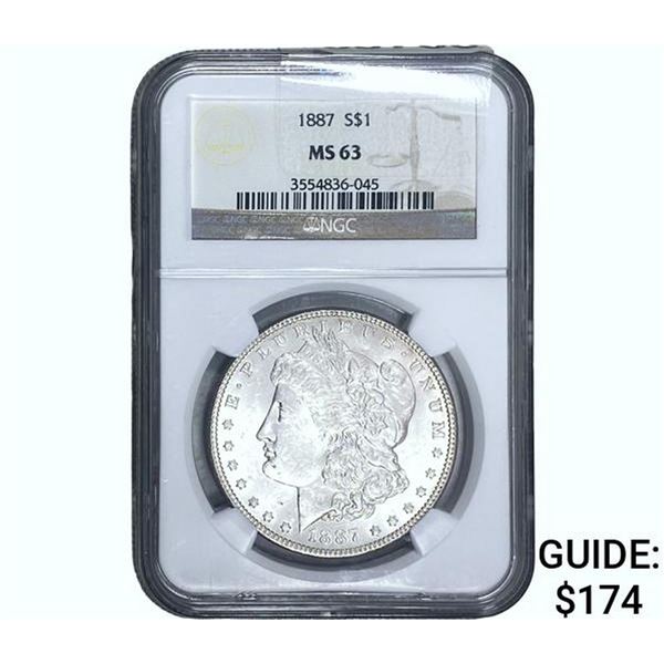 1887 Morgan Silver Dollar NGC MS63