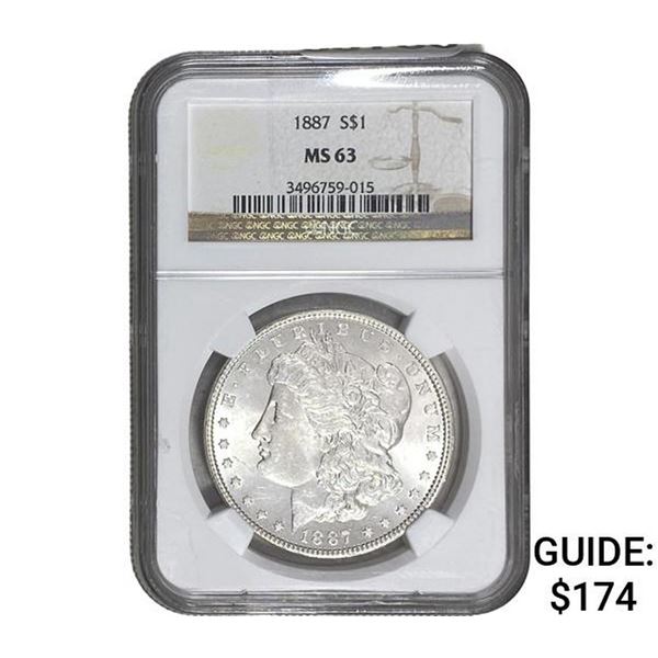 1887 Morgan Silver Dollar NGC MS63