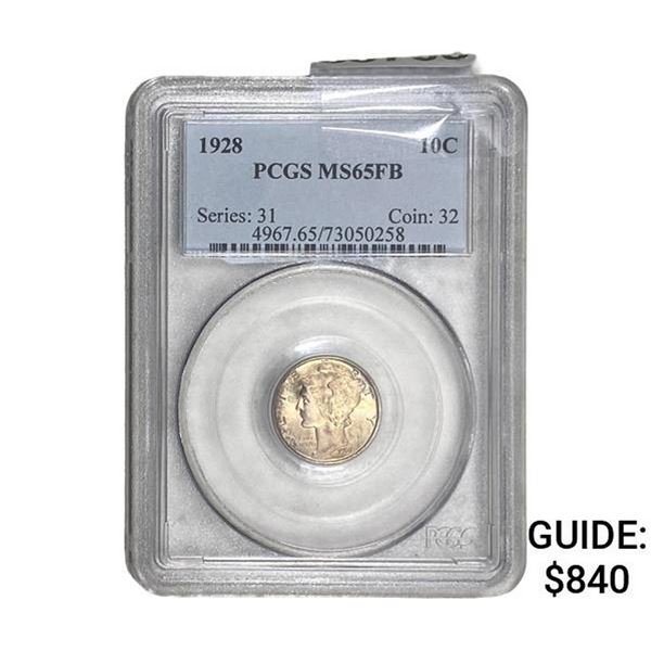1928 Mercury Silver Dime PCGS MS65 FB