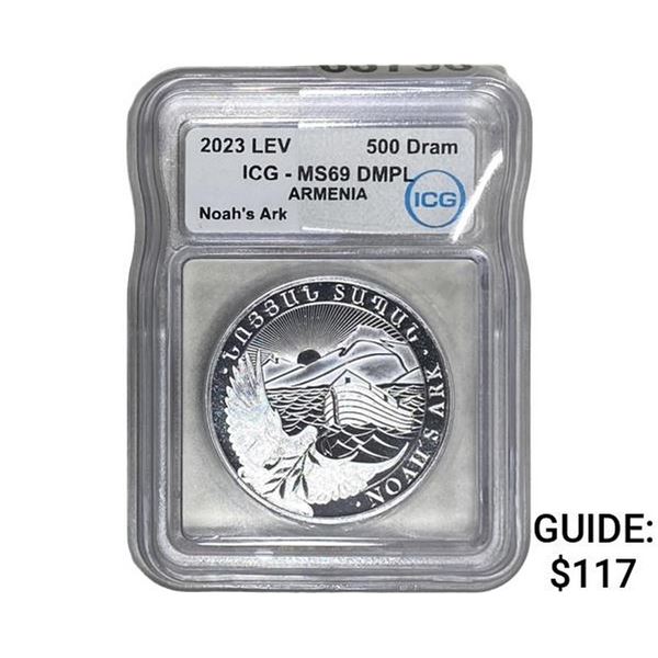 2023-LEV Armenia Silver 500 Dram Noah's Ark ICG MS69 DMPL