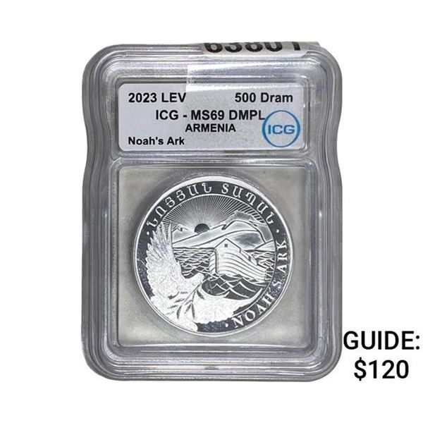 2023-LEV Armenia Silver 500 Dram Noah's Ark ICG MS69 DMPL