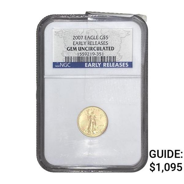 2007 1/10th oz $5 Gold Eagle NGC GEM UNC