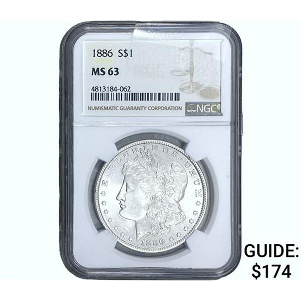 1886 Morgan Silver Dollar NGC MS63